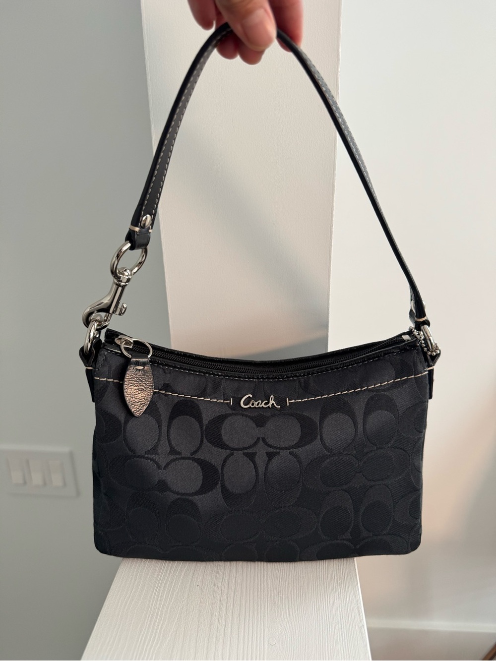 Vintage Coach Black Signature Jacquard Small Shoulder Bag